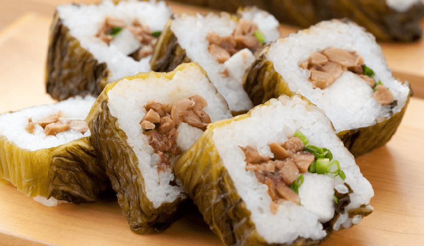 日田名物グルメ③納豆と山芋！日田の郷土料理「たかな巻き」